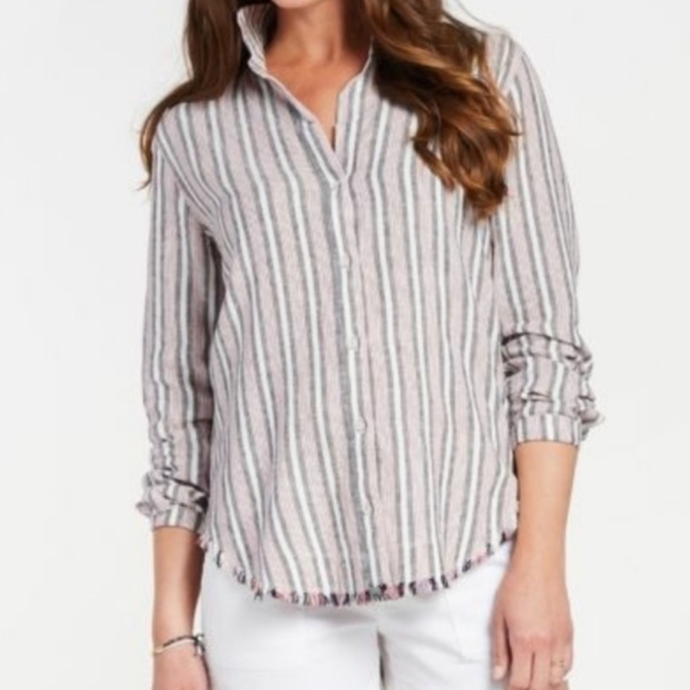 Anthropologie Cloth & Stone striped frayed hem